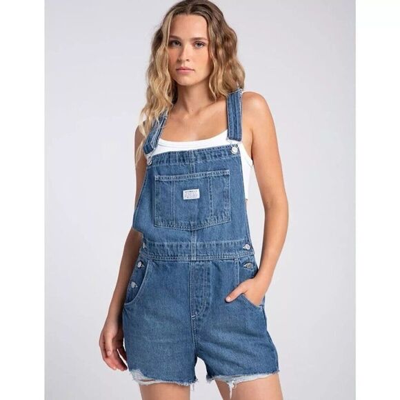 Levi's Vintage Shortalls Womens XL Mend Me Not Medium Wash 523330050 - Picture 1 of 6